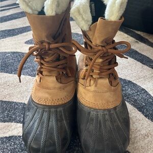 Brown and Black Lace-Up Winter Boots
